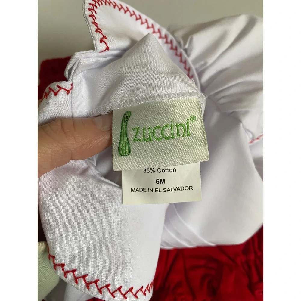 Zuccini Baby Girls White Pleated Top Red Corduroy Bloomers‎ with Bow Set 6M NEW